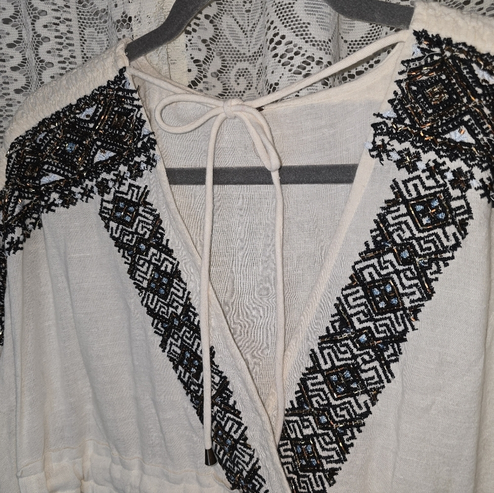 Free People Moonshiner Embellished Collar And Shoulder Long Sleeve Mini Dress, L - Picture 5 of 11